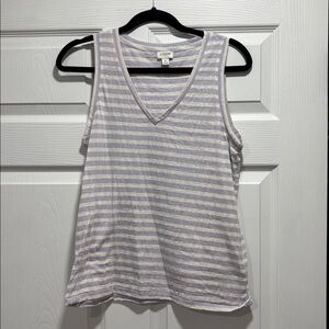 J. Crew Lilac and White Striped Tank Top